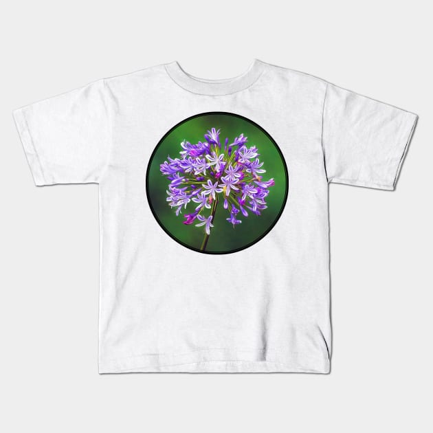 Flowering Agapanthus on Lush Green Background Kids T-Shirt by scotch